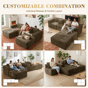 110" Modular Sectional Sofa with Ottoman