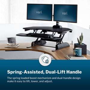 Corner Standing Desk Converter – Dual Monitor, 36", 11-Height Adjustable