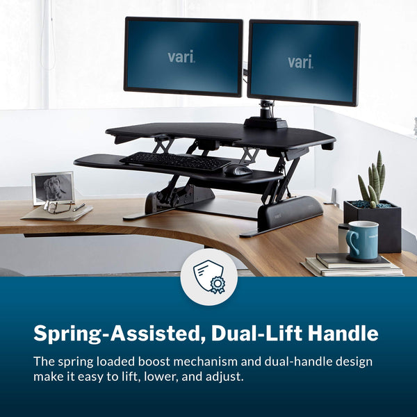 Corner Standing Desk Converter – Dual Monitor, 36", 11-Height Adjustable