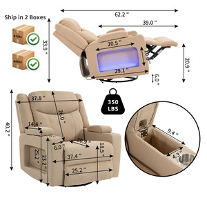 Oversized Power Recliner with Massage, Heat & Swivel Rocker