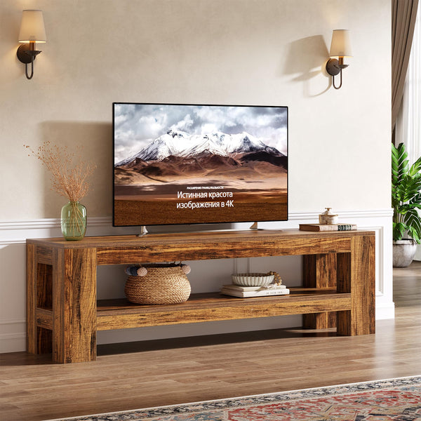 Tribesigns 59" TV Stand for 55/60/65/75-Inch TVs, Rustic Media TV Console with Storage Shelve, Entertainment Center Television Stand for Living Room, Bedroom (Brown)