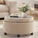 Round Storage Ottoman with Reversible Tray Lid