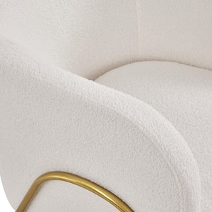 Boucle Barrel Accent Chair with Gold V-Legs