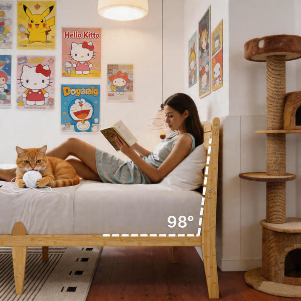 Bamboo Platform Bed Frame with Headboard