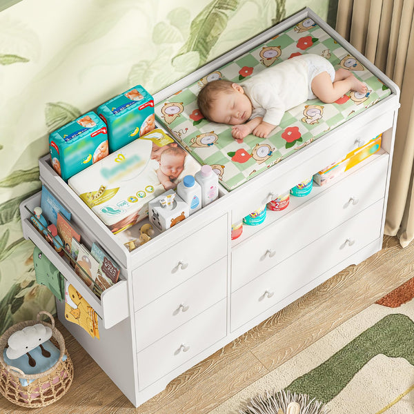 Kids Dresser with 6 Drawers & Open Shelf