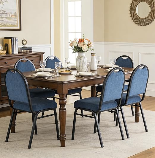 Stackable Upholstered Banquet Dining Chairs – Set of 4