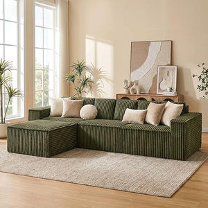 L-Shaped Modular Sectional Sofa – Corduroy, No Assembly
