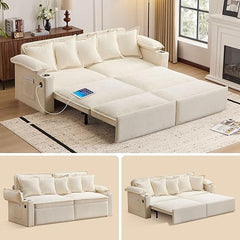 3-in-1 Convertible Sleeper Sofa with USB Ports