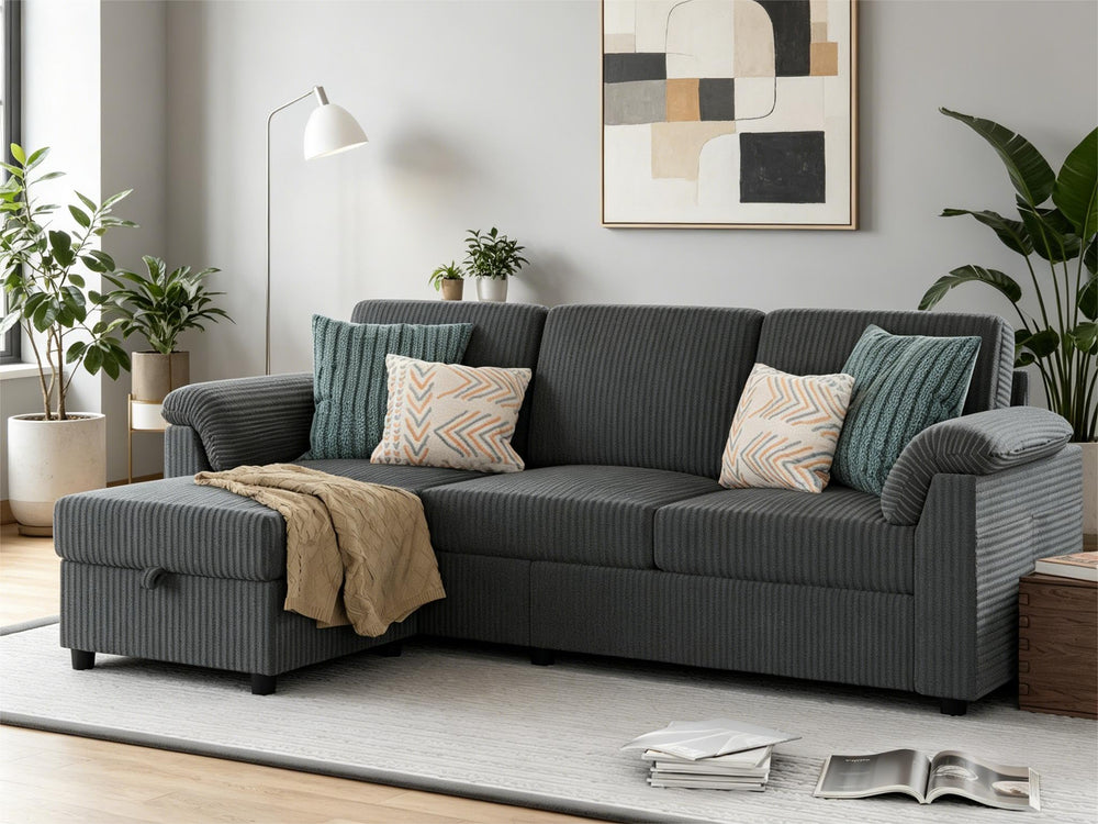 Convertible Sectional Sofa with Ottoman