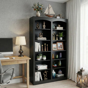 Arched Double-Wide Tall Bookcase, 12-Tier Open Display Shelf