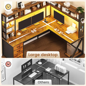 L-Shaped Desk with Hutch, Drawers & Power Outlet