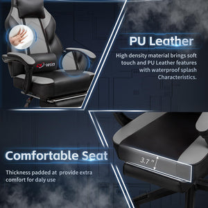 Big & Tall Gaming Chair with Footrest, Massage Lumbar Support & 360° Swivel