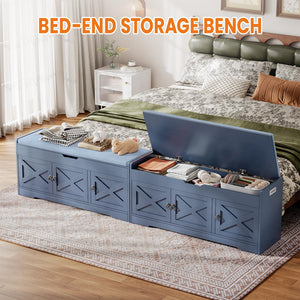 Farmhouse Shoe Storage Bench with Cushion & Lift Top