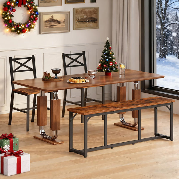 47.2" Industrial Dining Bench – Rustic Brown
