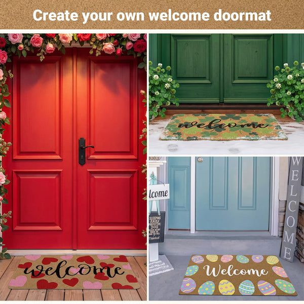 DIY Blank Coir Doormat Painting Kit with Acrylic Paint & Brushes