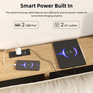 86.75" Console Table with USB Charging Ports & Open Storage Shelf