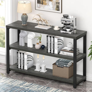 47" Industrial Console Table with 3-Tier Storage Shelves