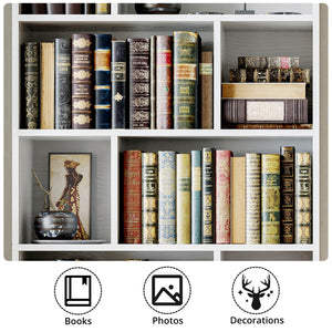Industrial Bookcase with Doors & Open Cubes – 4-Tier, 70" Tall