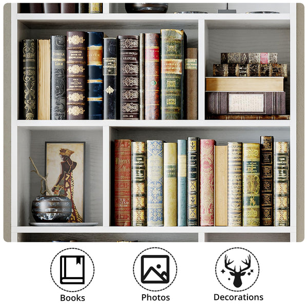 Industrial Bookcase with Doors & Open Cubes – 4-Tier, 70" Tall
