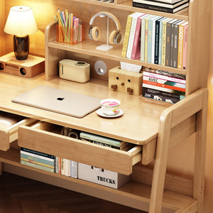 Kids Study Desk with Bookshelf and Two Drawers