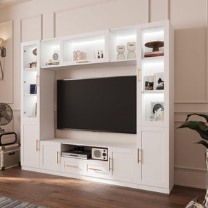 4-Piece Entertainment Center Wall Unit with LED Lights
