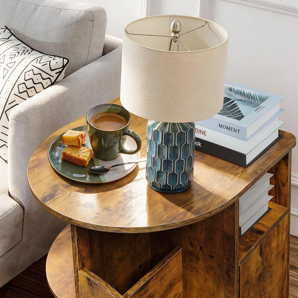 Rotating End Table with Storage & Swivel Base