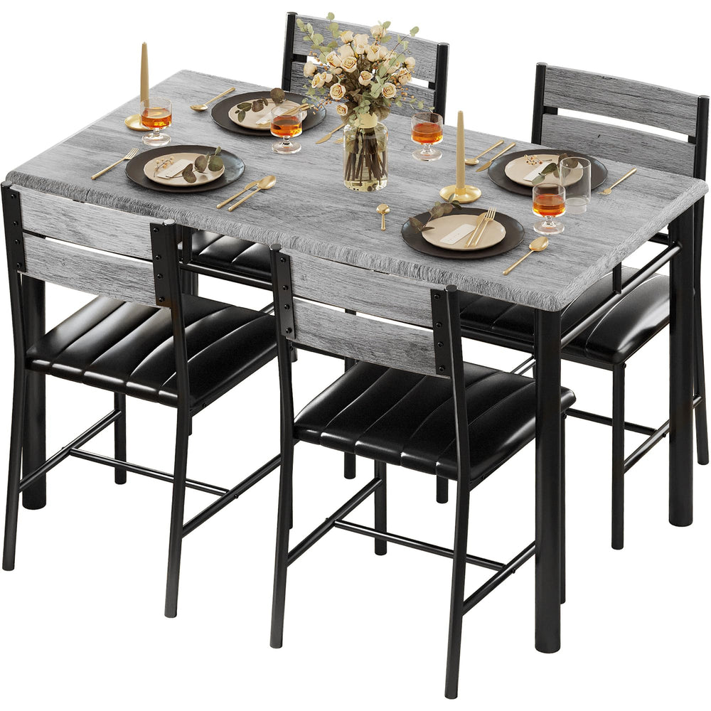 5-Piece Dining Table Set for 4 with Upholstered Chairs