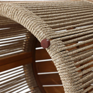 Acacia Wood Outdoor Side Table with Rope Weave