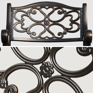 Outdoor Cast Aluminum Patio Dining Chairs with Armrest, Set of 2 – Hammered Bronze