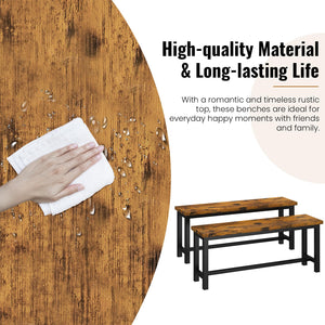 Dining Bench Set of 2 – Steel Frame & Wood Seat