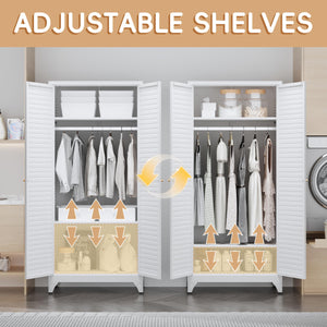Metal Wardrobe Closet with Doors & Adjustable Shelves