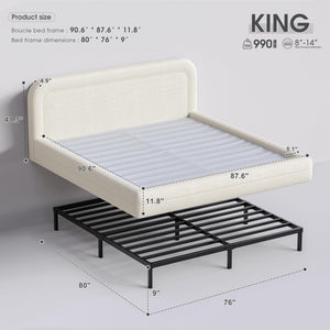 Upholstered Cloud Platform Bed Frame with Curved Headboard