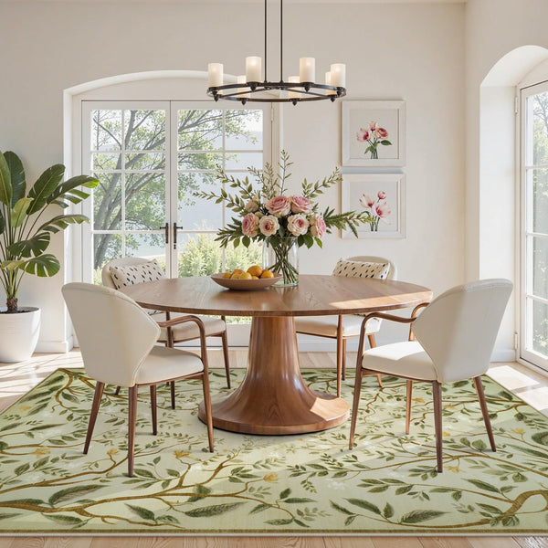 5x7 Washable Area Rug – Floral Botanical Soft Non-Slip