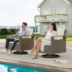6-Piece Wicker Patio Conversation Set with Swivel Glider Chairs, Sofa, Ottomans & Side Table