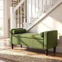 Linen Storage Ottoman Bench with Solid Wood Legs