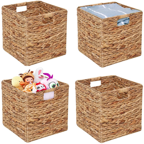 Water Hyacinth Cube Storage Baskets Set of 4