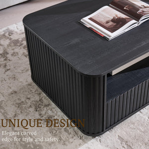 Fluted Coffee Table with Storage & 2 Drawers