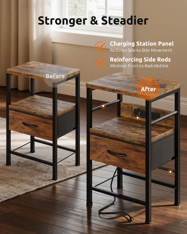 Nightstands Set of 2 with Charging Station