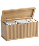 Fluted Storage Chest Bench with Safety Hinges – Natural Oak