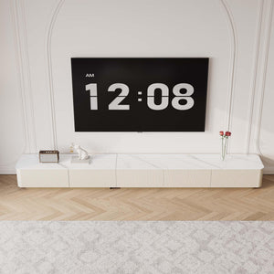 Modern TV Stand with Sintered Stone Top & Wood Drawers