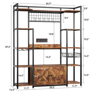 Baker's Rack with Power Outlet & Coffee Bar Cabinet