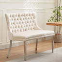 Velvet Settee Dining Bench with Back – Button Tufted Loveseat with Nailhead Trim