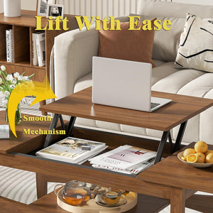 Lift Top Coffee Table with Open & Hidden Storage