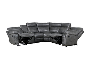 L-Shaped Manual Reclining Sectional Sofa with Storage & Cup Holders