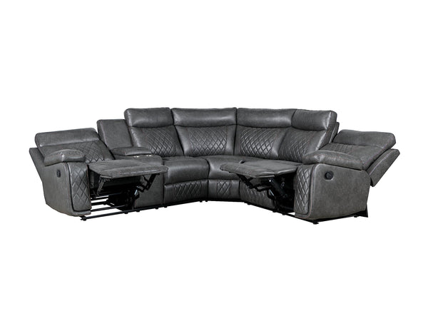 L-Shaped Manual Reclining Sectional Sofa with Storage & Cup Holders