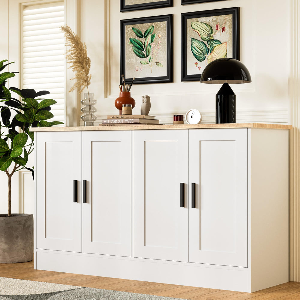 53" 4-Door Buffet Cabinet & Kitchen Sideboard with Adjustable Shelves