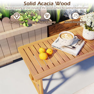 Acacia Wood Outdoor Bench – Slatted Seat, 800 lbs Capacity