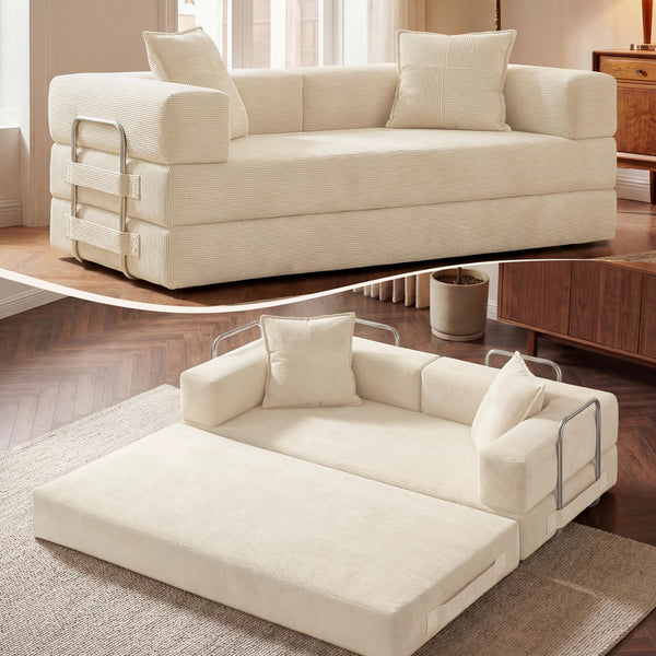 78" Convertible Sofa Bed – 5-in-1 Futon Couch, Corduroy, No Assembly