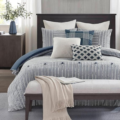 Cotton Clipped Jacquard Comforter Set with Removable Cover