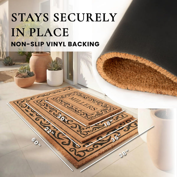 Personalized Coco Coir Door Mat with Non-Slip Vinyl Backing